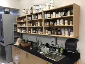 chemical cabinet above a sink