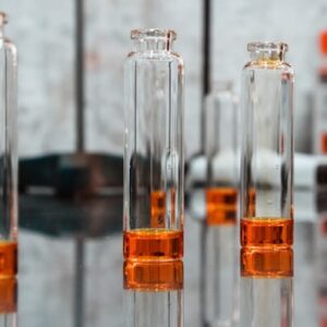 Vials with red chemistry