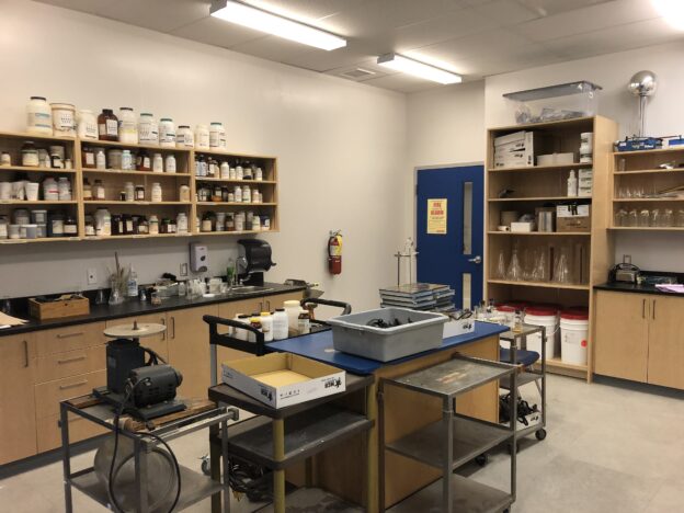 Science Lab with shelving and cart