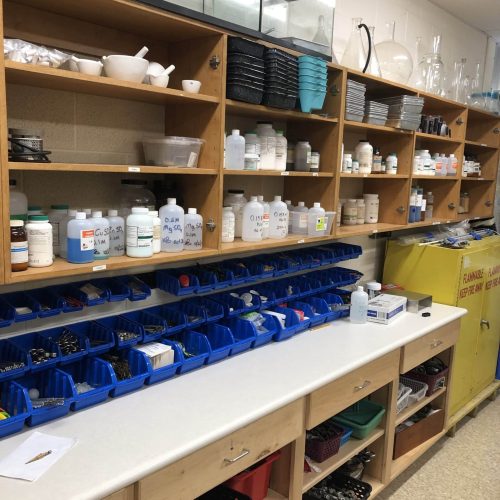 chemical cabinets in science lab. Photo used in Science Supervisor Certification Training